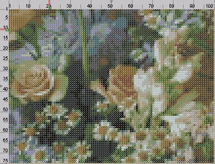 クロスステッチ図案作成ソフト KG-Chart for Cross Stitch 変換後画像 100x75、30色、リアル表示