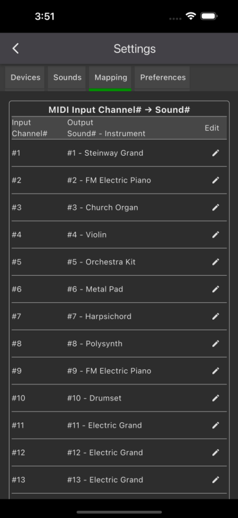 MusicKeyRoll sound selection screen
