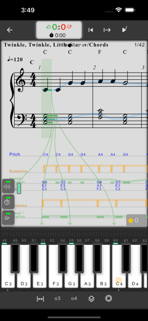 MusicKeyRoll visualization screen