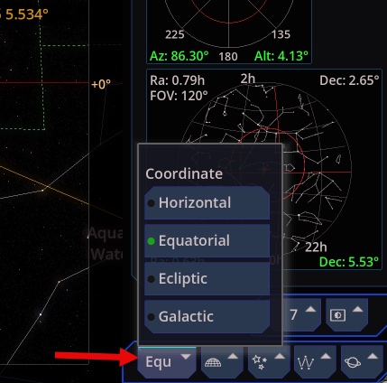 Coordinate menu
