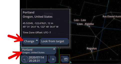 Location button and the city search