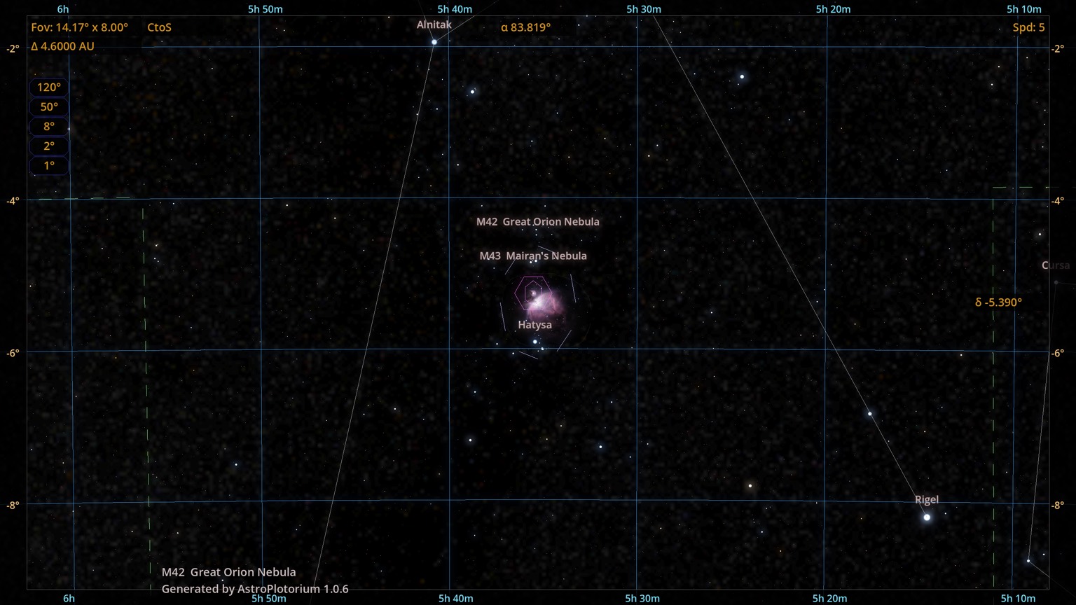 The Orion Nebula, M42, in a narrow field