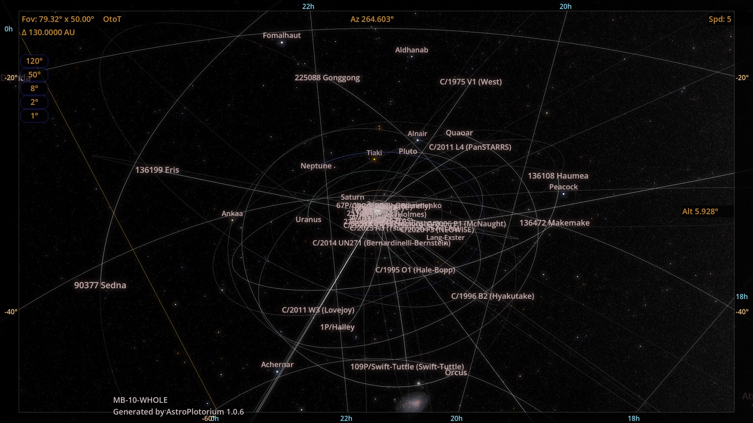 The solar system in 3D, with planetary and comet orbits