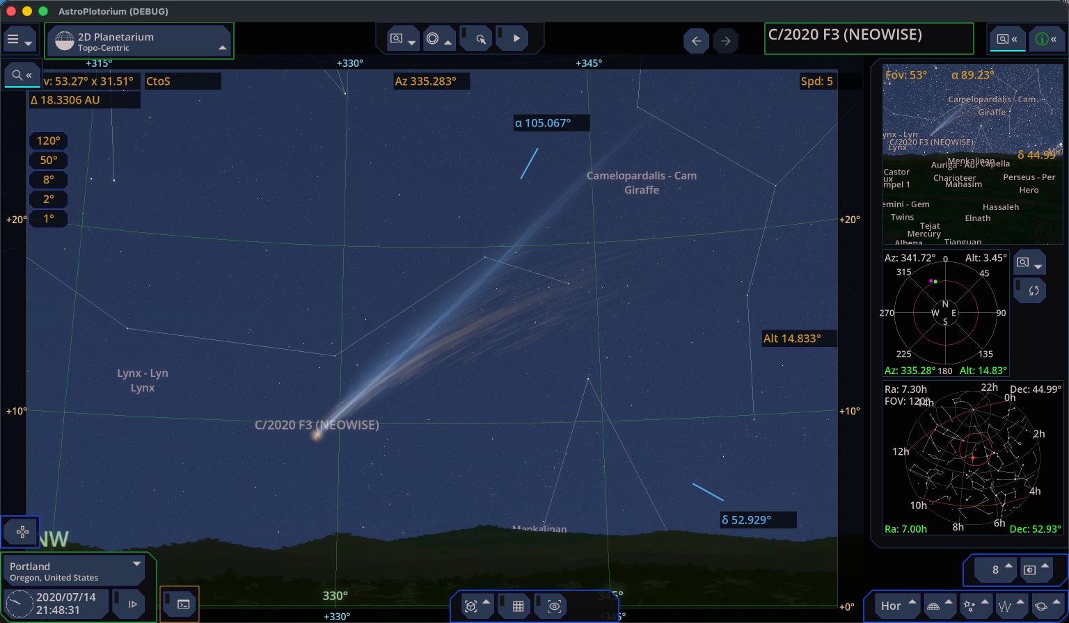 Comet NEOWISE with its coma and tail