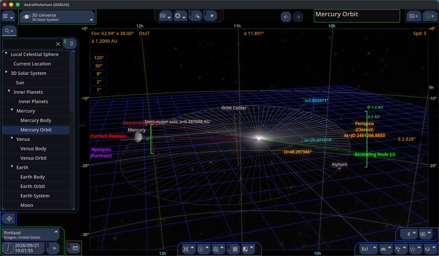 Jupiter’s orbit with periapsis, nodes, and the reference direction marked